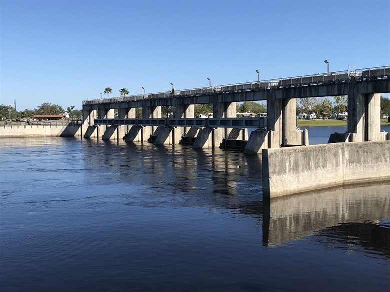 The corps measures the flow at Franklin Lock on the Caloosahatchee River.